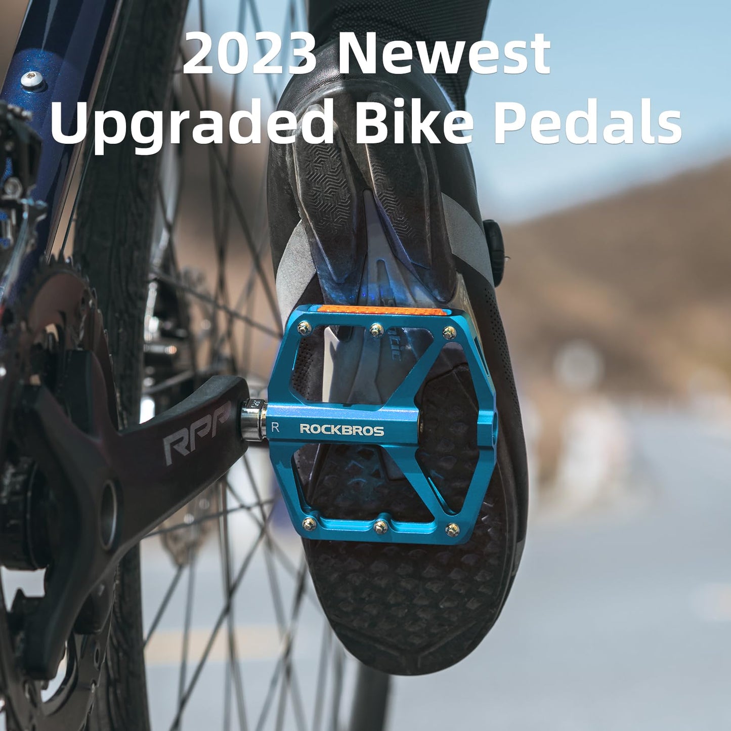 ROCKBROS MTB Reflective Aluminum Pedals 9/16" Sealed Bearing Lightweight