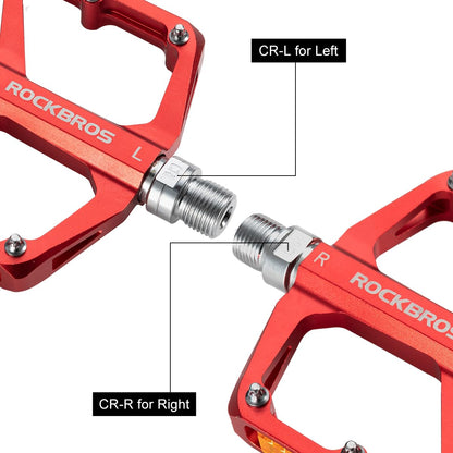 ROCKBROS MTB Reflective Aluminum Pedals 9/16" Sealed Bearing Lightweight