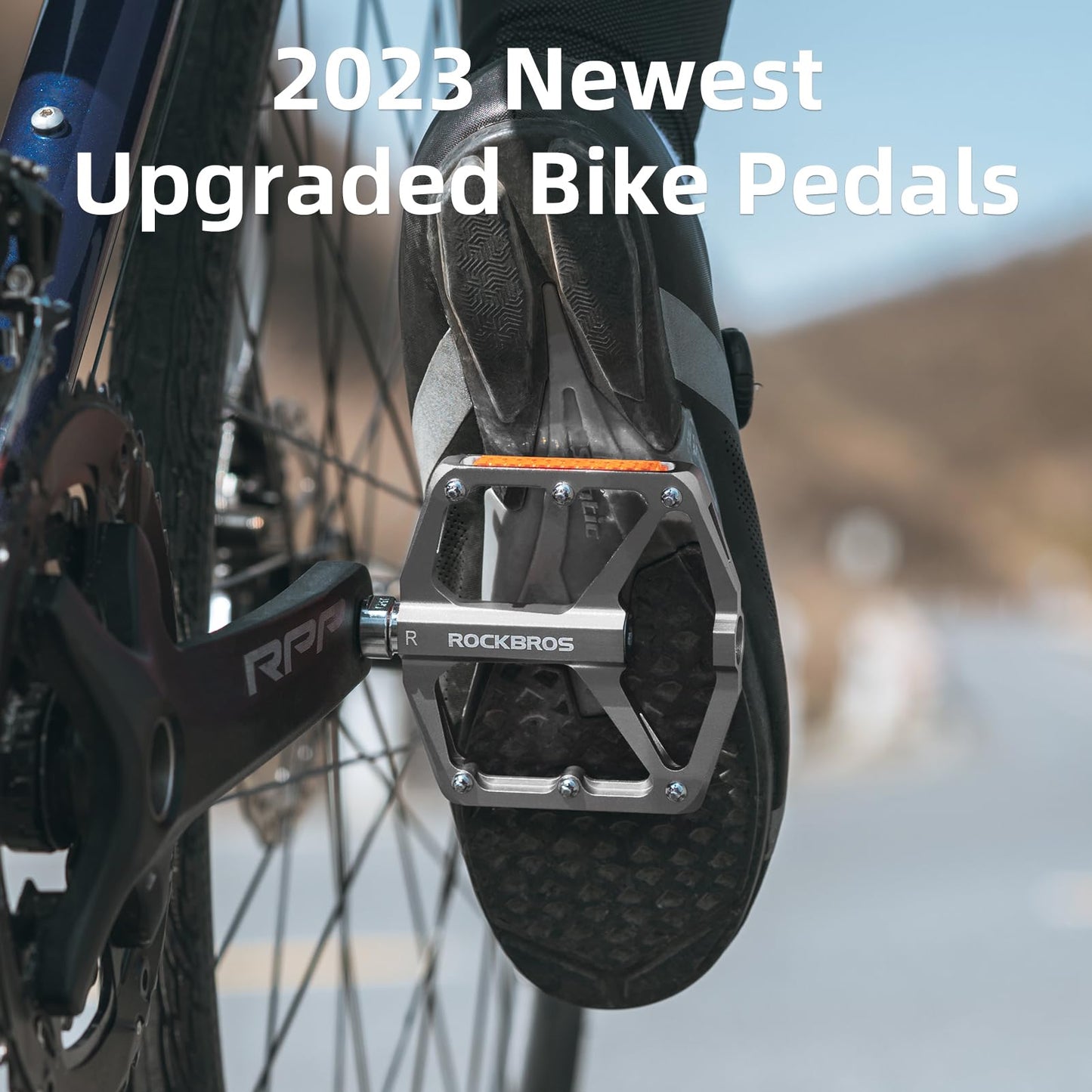 ROCKBROS MTB Reflective Aluminum Pedals 9/16" Sealed Bearing Lightweight