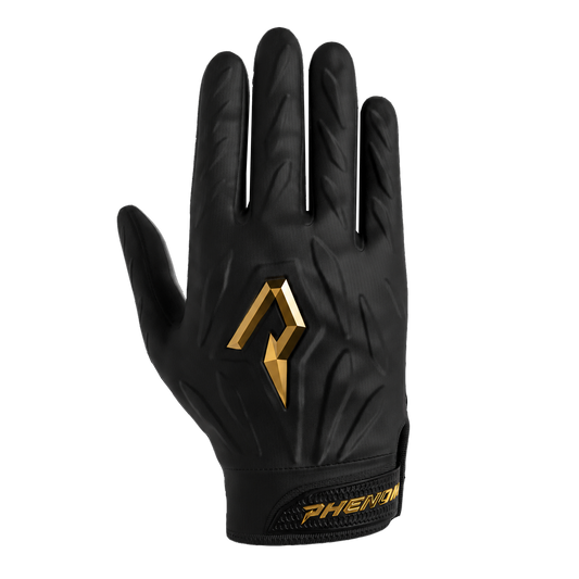 Phenom Elite Quantum Fierce Youth & Adult Padded Football Gloves - Gold Rush Black