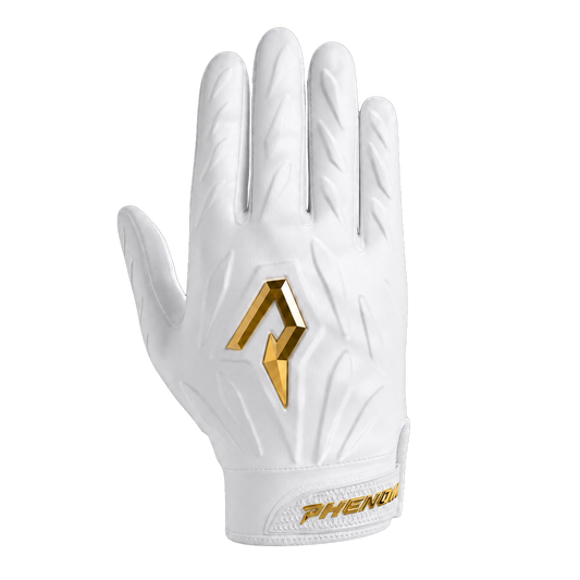 Phenom Elite Quantum Fierce Youth & Adult Padded Football Gloves - Gold Rush White