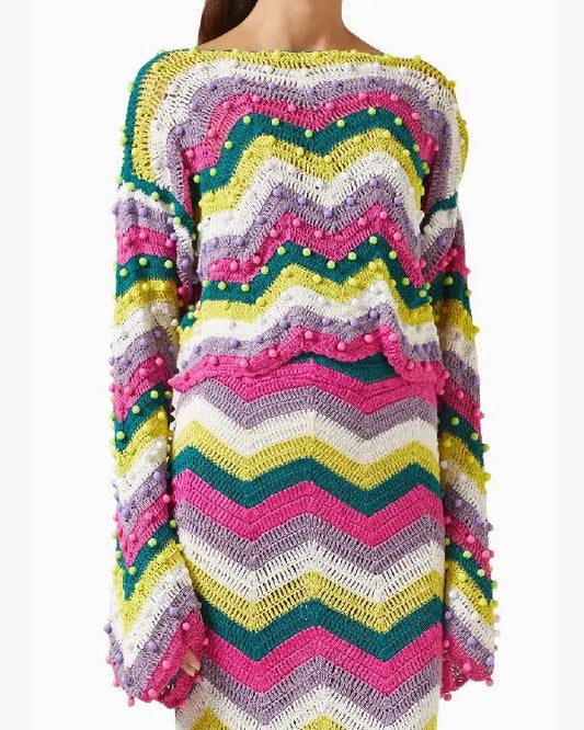 Resident Alien Jenna Lamia Studded Striped Sweater