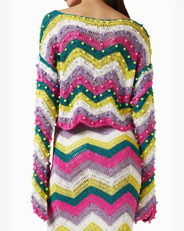 Resident Alien Jenna Lamia Studded Striped Sweater