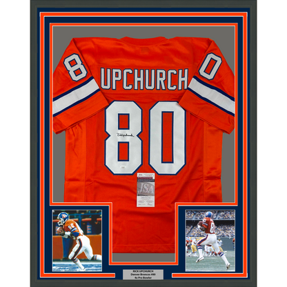 Framed Autographed/Signed Rick Upchurch 35x39 Denver Orange Football Jersey JSA COA