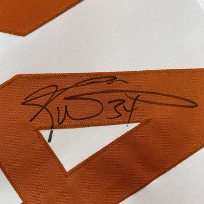 Framed Autographed/Signed Ricky Williams 35x39 Texas White College Football Jersey JSA COA