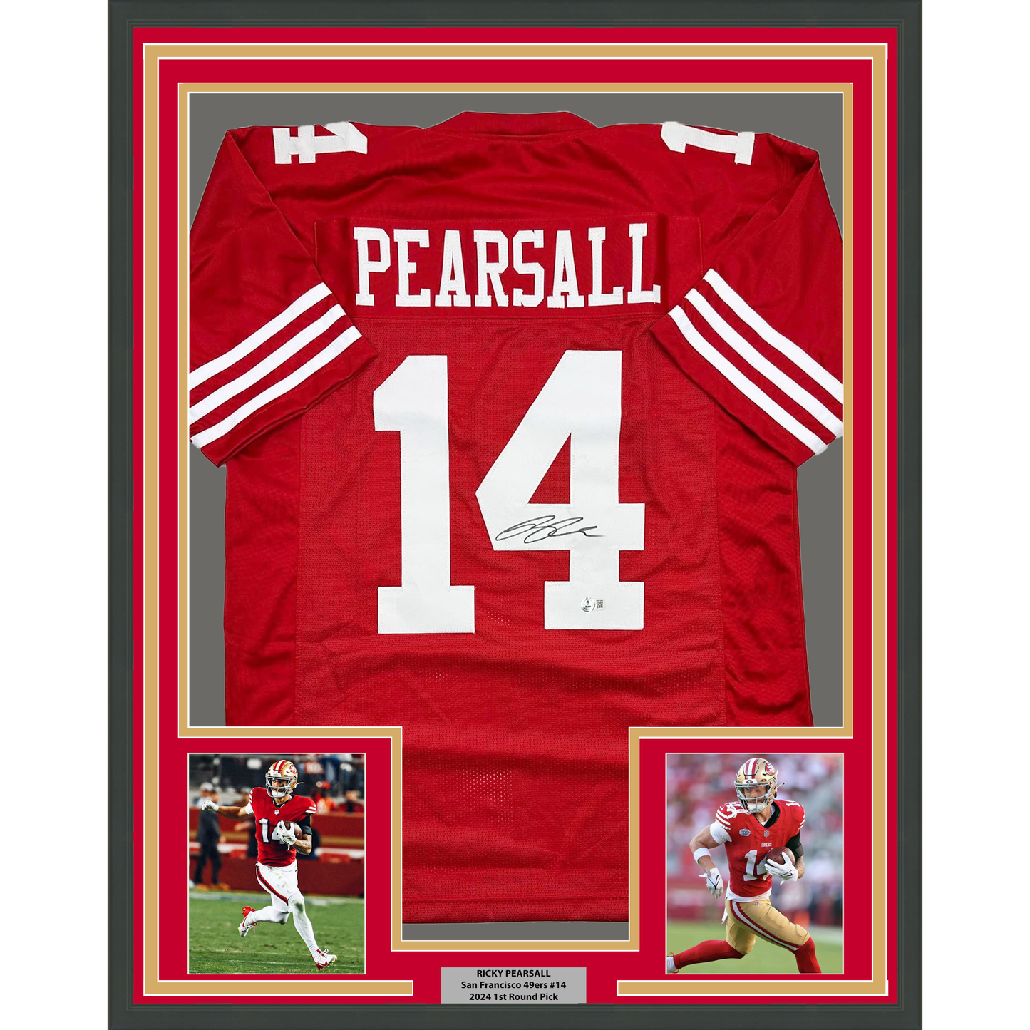 Framed Autographed/Signed Ricky Pearsall 35x39 San Francisco Red Football Jersey Beckett BAS COA