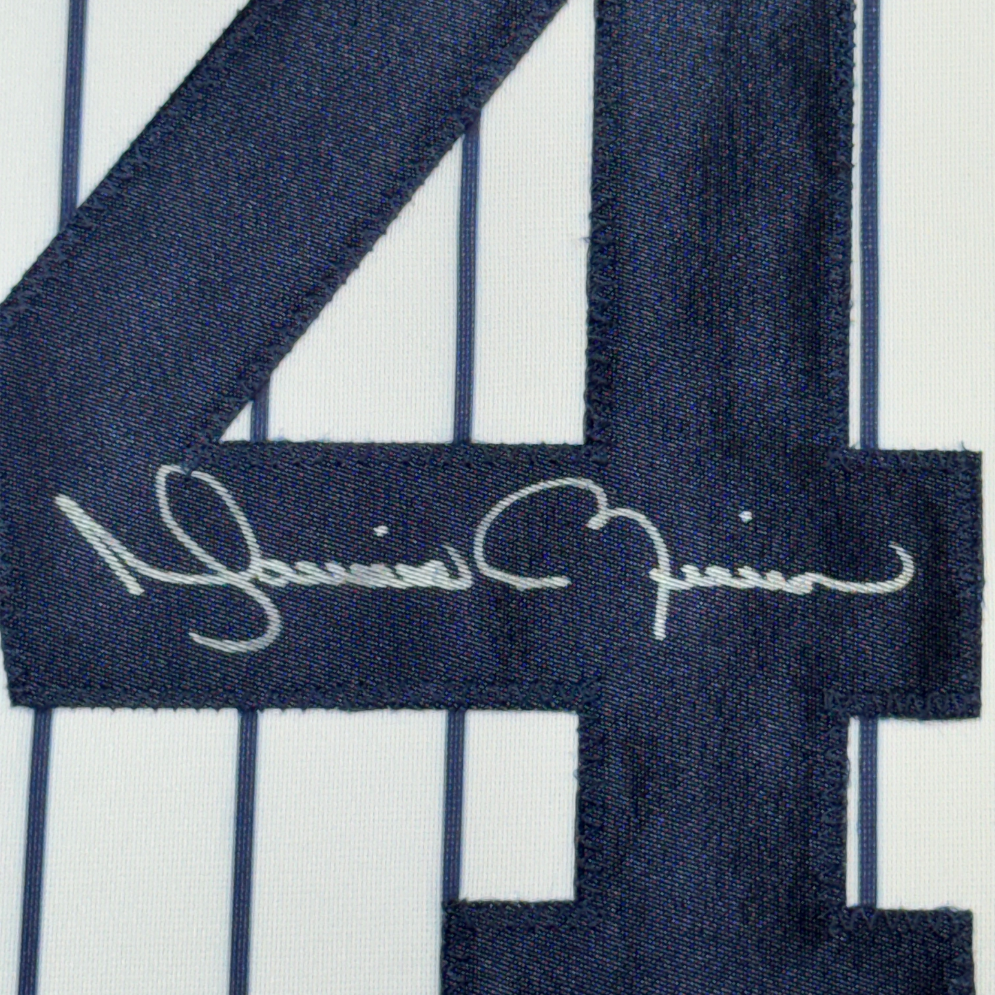Framed Autographed/Signed Mariano Rivera 35x39 New York Pinstripe Baseball Jersey Beckett BAS COA Holo