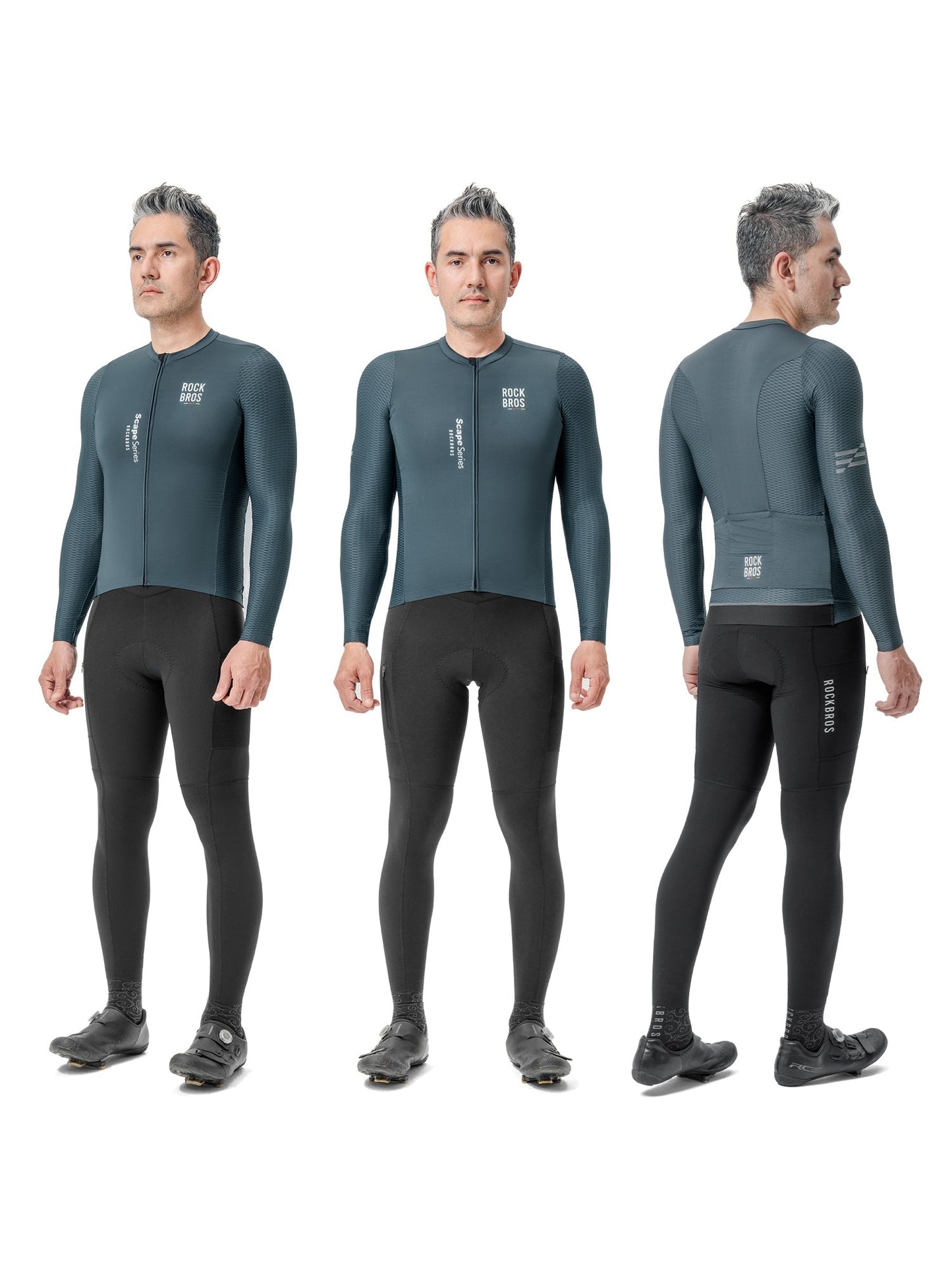 Road To Sky – Men’s Grey Long-Sleeve Cycling Jersey