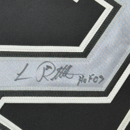 Framed Autographed/Signed Luc Robitaille HOF 09 35x39 Los Angeles LA Black Hockey Jersey JSA COA