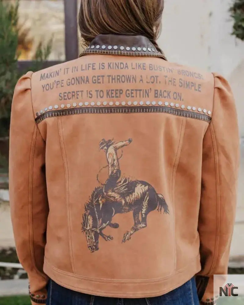 Rodeo Las Vegas Keep Gettin Back Up Suede Leather Jacket