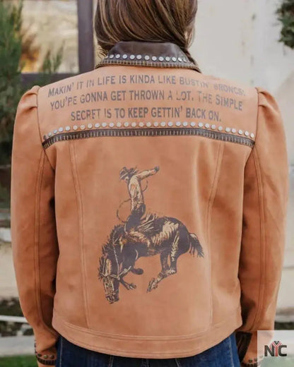 Rodeo Las Vegas Keep Gettin Back Up Suede Leather Jacket