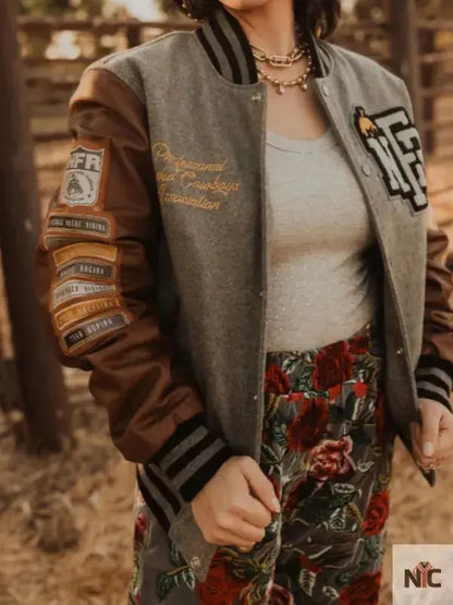 Rodeo NFR Las Vegas Brown Letterman Jacket