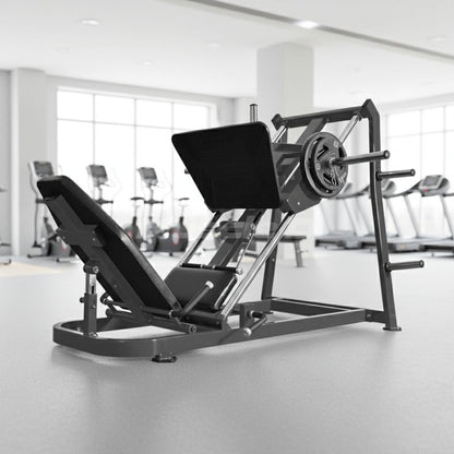 Excel Roller Bearing Leg Press - Muscle D Fitness - Plate Load Leg Press - Weight Storage Pegs - Adjustable Back Pad