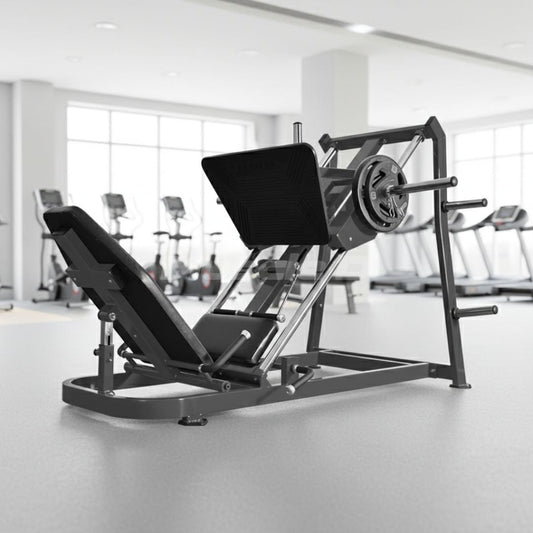 Excel Roller Bearing Leg Press - Muscle D Fitness - Plate Load Leg Press - Weight Storage Pegs - Adjustable Back Pad