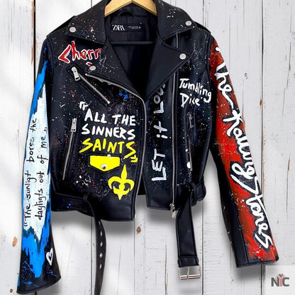 Rolling Stones, Rock 'n Roll, Hand-Painted Leather Jacket