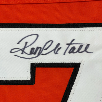 Framed Autographed/Signed Ron Hextall 35x39 Philadelphia Orange Hockey Jersey JSA COA