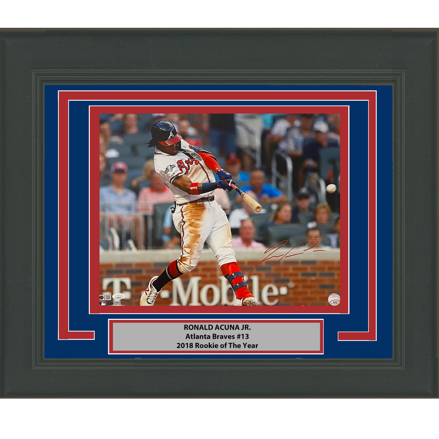 Framed Autographed/Signed Ronald Acuna Jr. Atlanta Braves 16x20 Baseball Photo JSA COA #10
