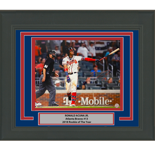 Framed Autographed/Signed Ronald Acuna Jr. Atlanta Braves 16x20 Baseball Photo JSA COA #3