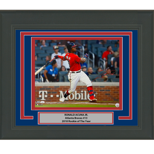 Framed Autographed/Signed Ronald Acuna Jr. Atlanta Braves 16x20 Baseball Photo JSA COA #8