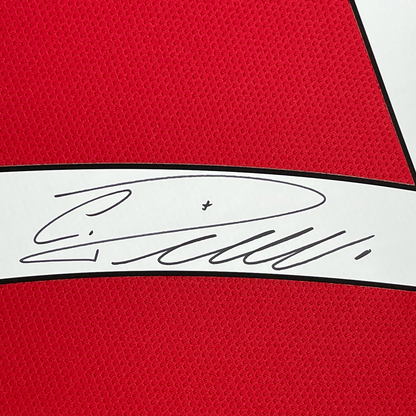 Framed Autographed/Signed Cristiano Ronaldo 35x39 Manchester United Red Current Soccer Futbol Jersey Beckett BAS COA/LOA