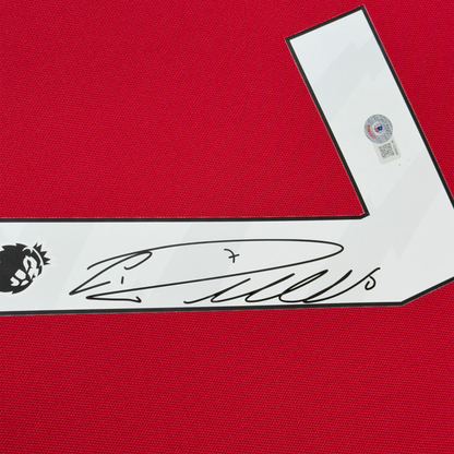 Framed Autographed/Signed Cristiano Ronaldo 35x39 Manchester United Red Soccer Jersey Beckett BAS COA