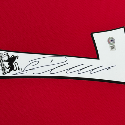 Framed Autographed/Signed Cristiano Ronaldo 35x39 Manchester United Red Soccer Jersey Beckett BAS COA