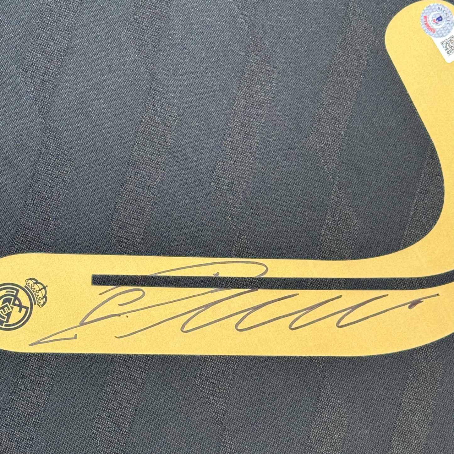 Framed Autographed/Signed Cristiano Ronaldo 35x39 Real Madrid Black Soccer Jersey Beckett BAS COA