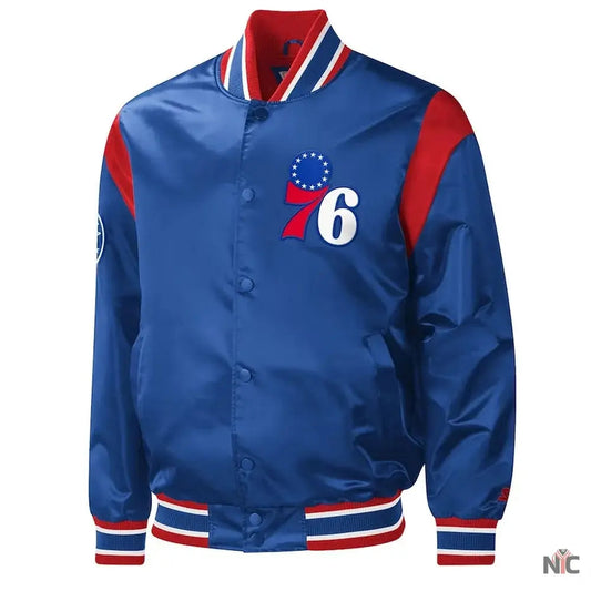 Royal Philadelphia 76ers Force Play Satin Jacket