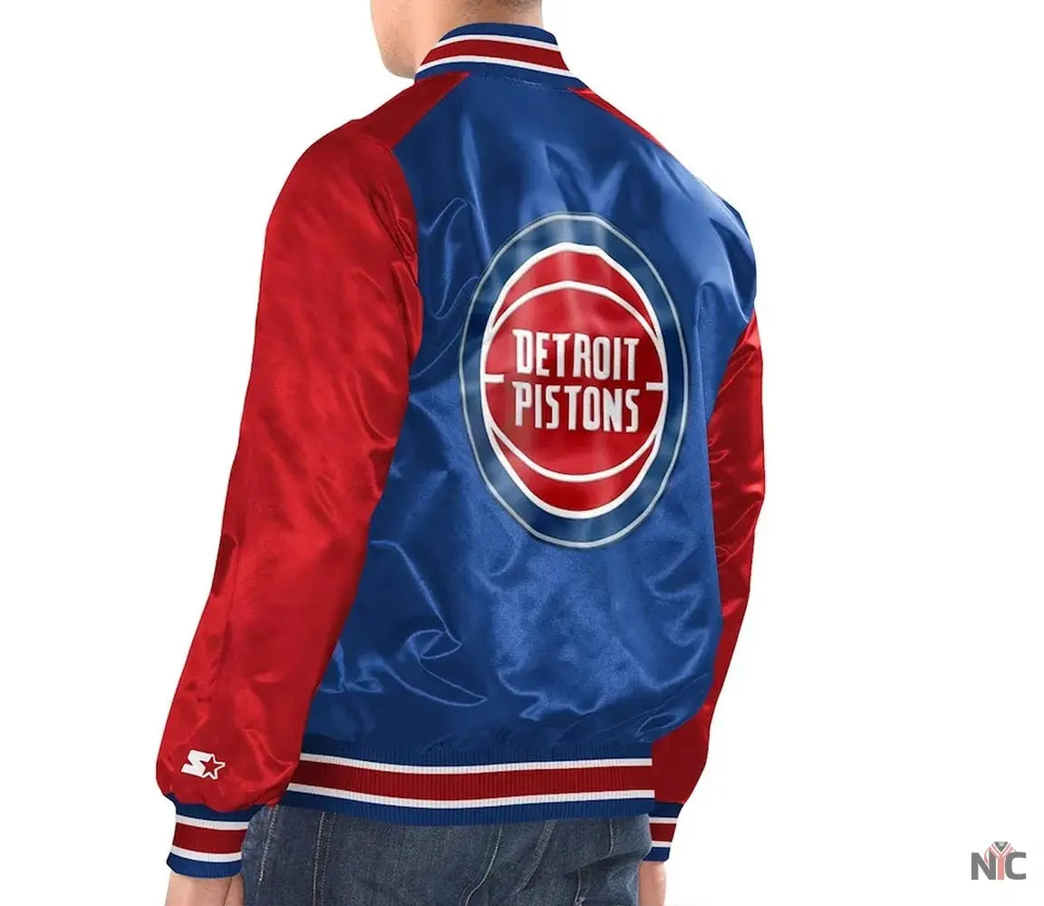 Royal/Red Detroit Pistons Renegade Varsity Satin Jacket