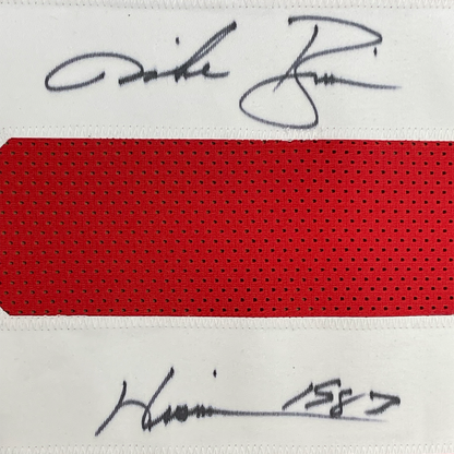 Framed Autographed/Signed Mike Rozier 35x39 Heisman 1983 Nebraska Red College Football Jersey JSA COA