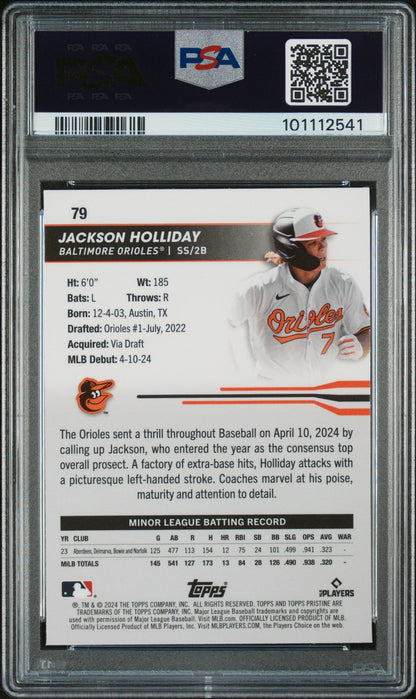 Graded 2024 Topps Pristine Jackson Holliday #79 Rookie RC Baseball Card PSA 10 Gem Mint