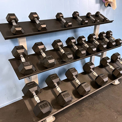 Rubber Hex Dumbbell Set - Muscle D FItness - Steel Handle - Quality knurling - Weightlfting