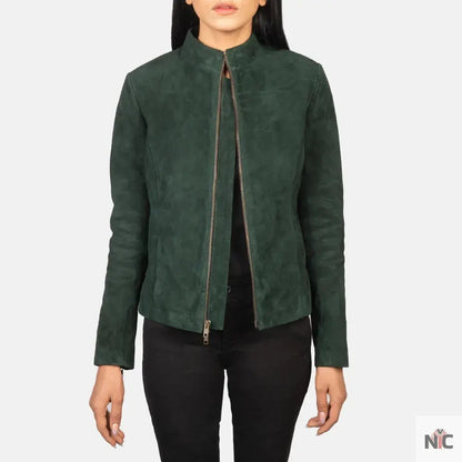 Rumella Green Suede Biker Jacket