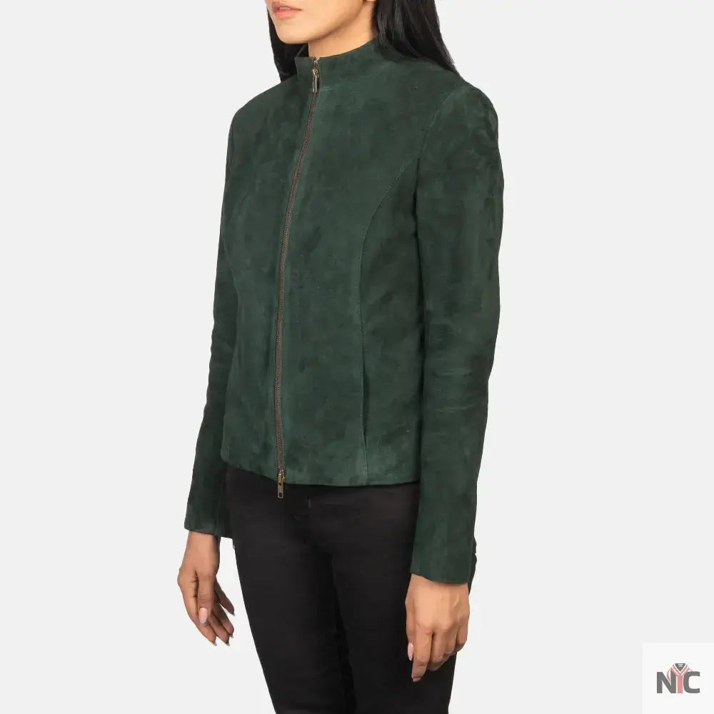 Rumella Green Suede Biker Jacket