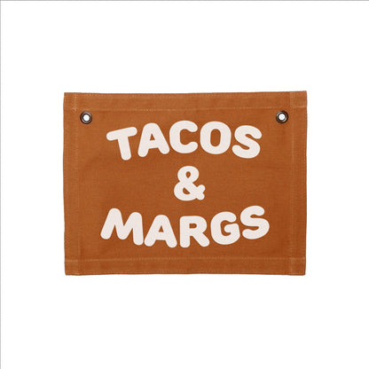 Tacos & Margs Small Canvas Flag