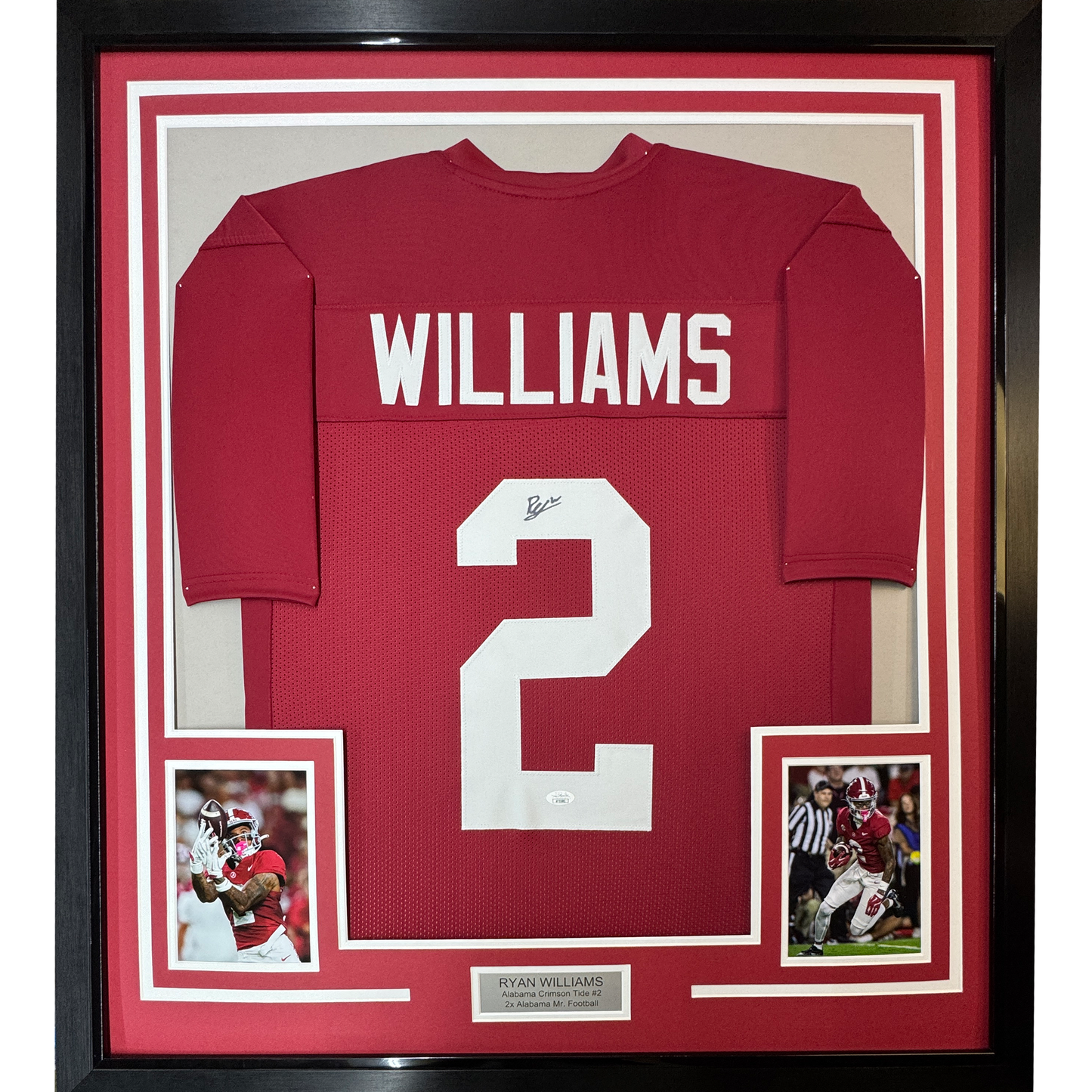 Framed Autographed/Signed Ryan Williams 35x39 Alabama Red College Football Jersey JSA COA