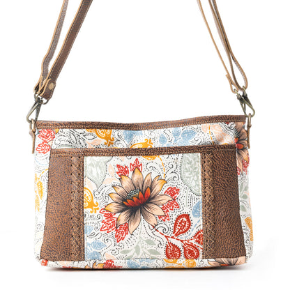 Myra MesaTrail Dahlia Floral Printed Canvas Sling Bag – Lightweight Casual Crossbody Bag for Women