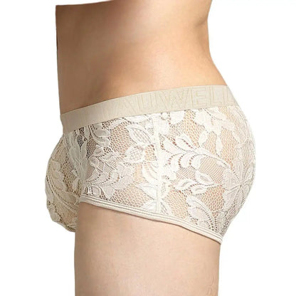 Sexy Mens Boxers Lace Transparent Mesh Underwear Underpants See Through Boxershorts Low Waist Panties Boxer for Man