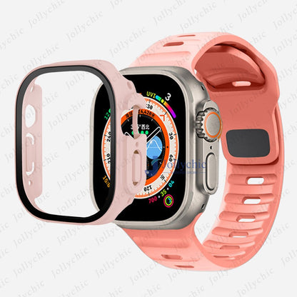 Silicone Sport Band+Case for Apple Watch Ultra Band Case Strap
