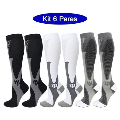 6Pairs Compression Socks 20-30mmHg High Stockings Men & Women Sports Marathon Cycling Football Varicose Veins EU35-45