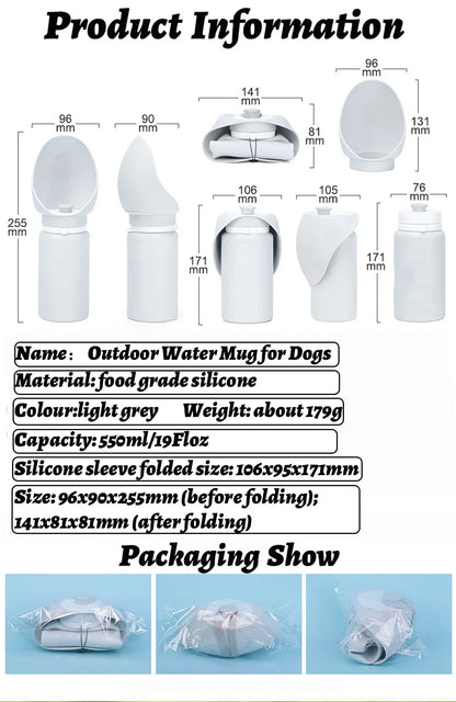 550ml Folding Pet Water Bottle - Portable Travel Mug for Dogs & Cats