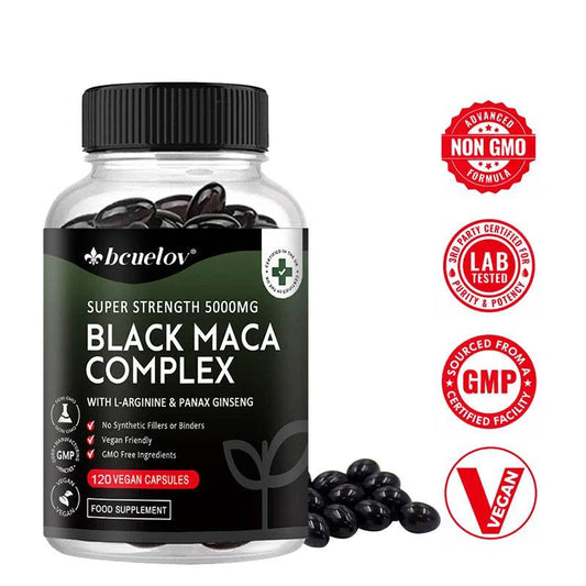 Black Maca & Ginseng Complex, Supports Energy, Muscle, Endurance, Mood, Focus, 120 Vegan Capsules