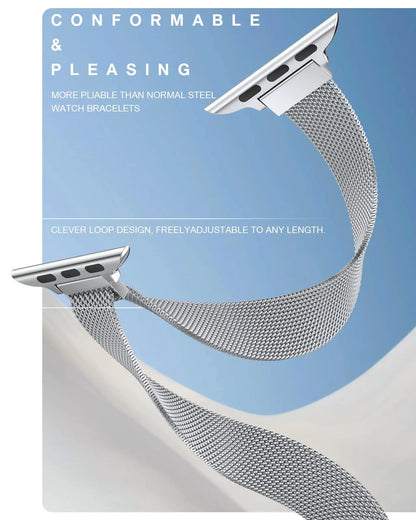 Apple Watch Slim Milanese Loop Band - Stainless Steel Mesh
