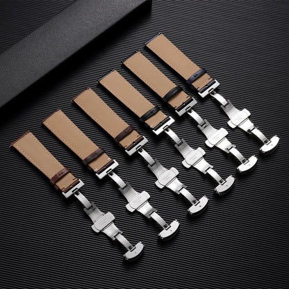 Samsung Galaxy Watch 7, 6, 5, 4 & FE Leather Band with Butterfly Clasp