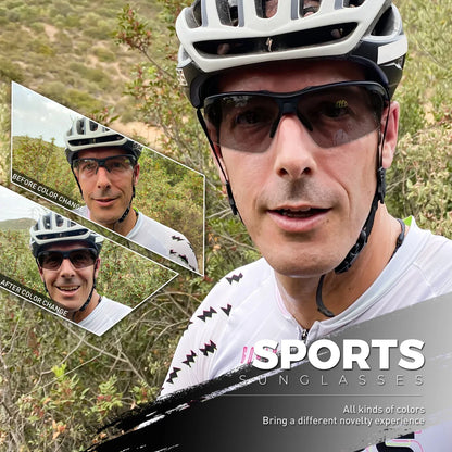 SCVCN Photochromic Cycling Glasses Men UV400 Bicycle Glasses MTB Outdoor Sports Cycling Sunglasses Road Bike Glasses Eyewear