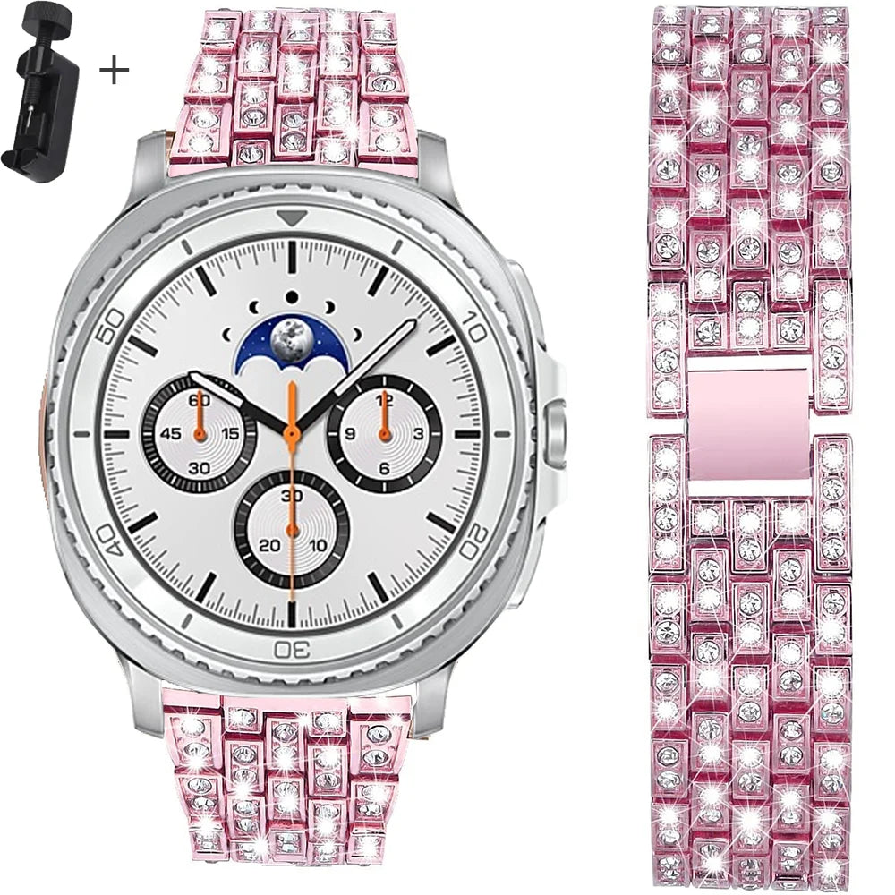 Samsung Galaxy Watch8, 8 Classic & 9 Rhinestone Steel Link Bracelet