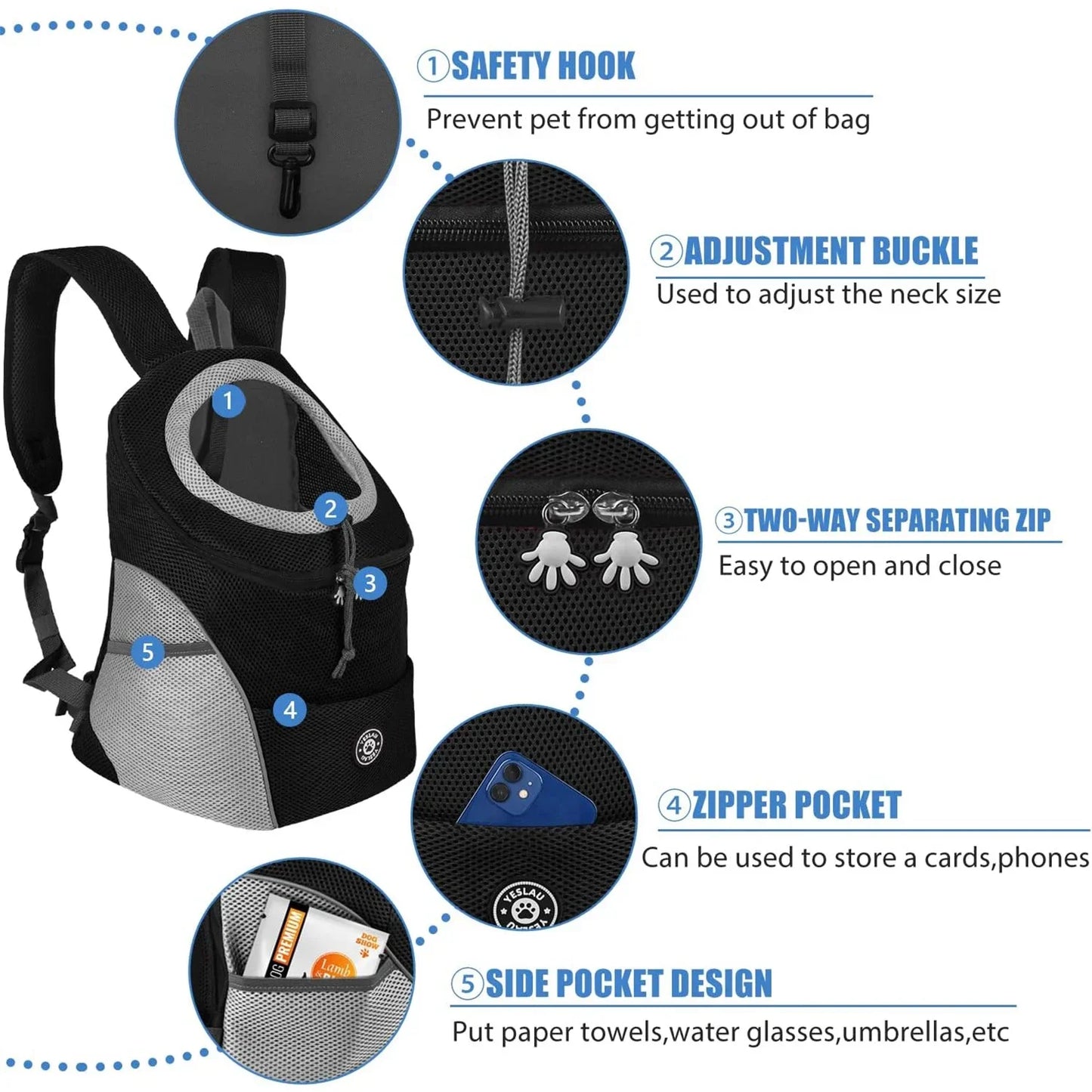 Dog Shoulder Carrier Backpacks Comfortable Front Backpack Carrier for Biking Hiking Camping