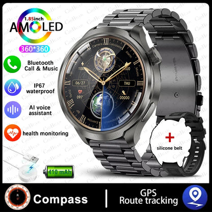 2025 New Smart Watch Men 1.85 Inch Compass 410 mAh Large Battery GPS Motion Track Bluetooth Call Health monitoring Smartwatches