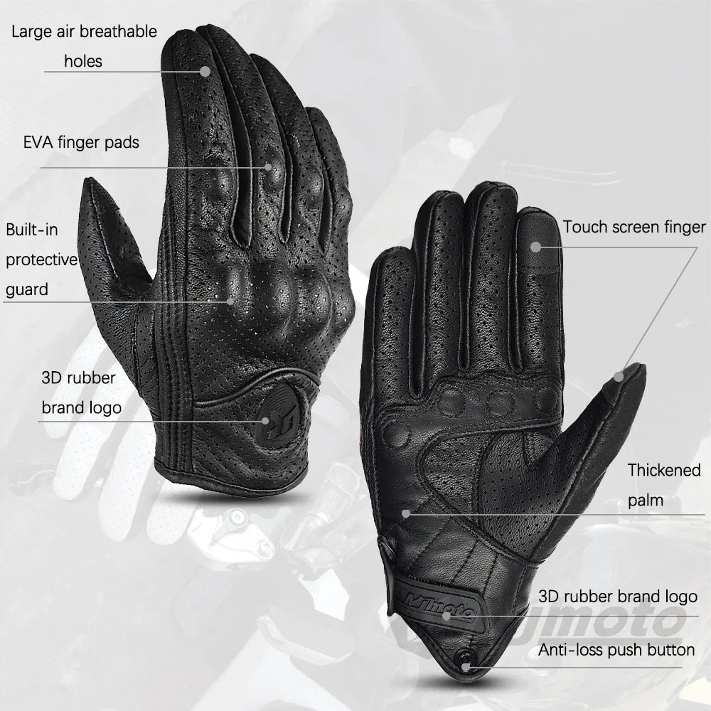 Leather Gloves Retro Biker