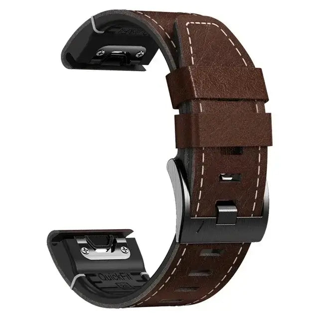 Garmin QuickFit 22/26mm Leather and Silicone Hybrid Band